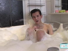 Super-cute Xander H Gets Strokes Off And Shoots a load In Super-fucking-hot Bouncy Tub!