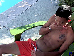 Wanking off, gay tattoo, big dick