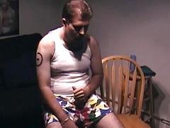 Chunky dude has his cock swallowed by an older fat man