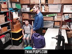 Twink Stepson Shoplifter And Dad Threesome With Black Office