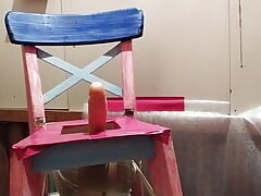 Dildo in the ass on the fuck stool