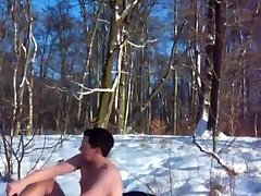 Jerking off in the snow