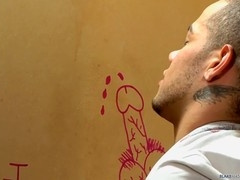 Oral pleasure with foreskin pulled back for a passionate dicksucking session