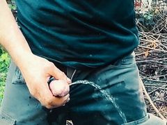 Pissing my work pants,piss jerking, hardon and close up cum shot