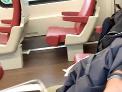 Jerking off on the train and cumming in public
