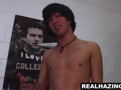 Frat Guy Grizzly Getting Hazed By Gargling On A Rigid Bone