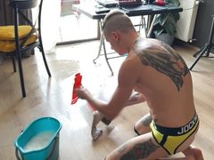 Twink cleans naked while his stepfather is not home - 561