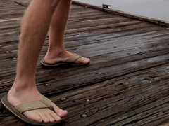 Redbull Pee outside at the Sea, on the Dock