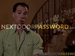 Austin Hunter flexes his physique while stroking in poolside solo shoot