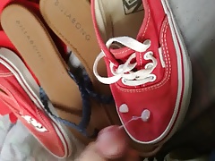 cum on red vans shoes