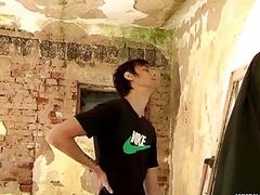 An abandoned building is the perfect place for gay sex without condoms