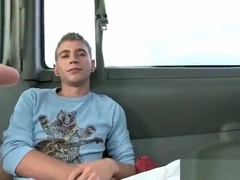 Skinny gay humping big fat cock in boys bus