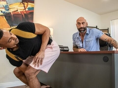 Stepson and his BFF (Zario Travezz, Calix Rivera) fucked by stepdad Drew Sebastian