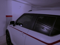 Super hot youngster man deep throats parent's lollipop in the garage