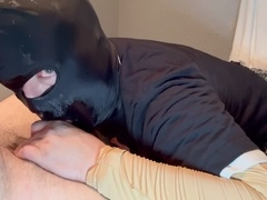 Dominant straight guy shoots his sissy faggot's birthday gift right into its mouth