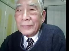 Japanese old man masturbating