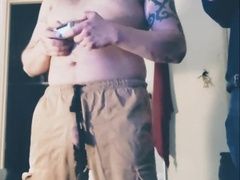 Toying MK11 with str8 best friend dressed in trousers with trunk jamming out