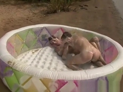 Beach boys wrestling naked