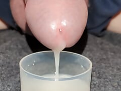 Extreme Closeup Huge Thick Load of Cum Edged Out Into Cup and Swallowed