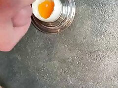 Jerking on food! cum in egg!