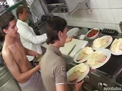 Handsome Restaurant Staff Enjoy a Sweaty Suck Session!