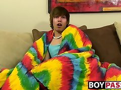 Interviewed gay guy toys his ass and jerks his cock solo
