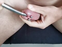 Starting to sound my cock with my finger