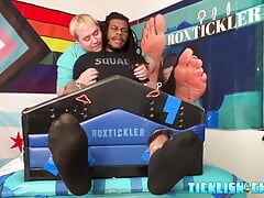 Submissive black stud tickled all over feet and yummy cock