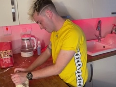 I ruined his tight ass after he fucked the dinner - Teenager gone wild in the kitchen!
