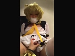 Amateur Asian CD cums while riding cock