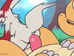 Slime takes a deep throat on a crocodile in the gloryhole