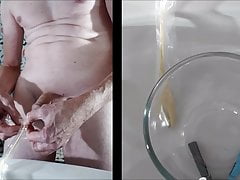 catheter insertion, jerk off and cumming