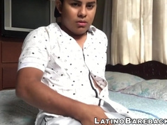 Young big cocked Latino jerks off his cock solo and cums