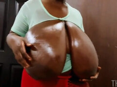 Ebony mom with Natural Monsters Tits - Big tits, boob play solo