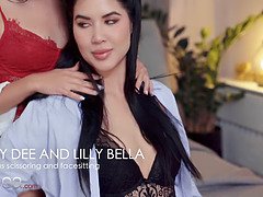Lady Dee and Lilly Bella share a steamy pussy-eating session with a hot face-sitting twist