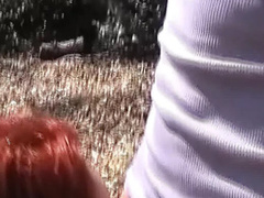 Horny German redhead teen gets fucked hard in park & bedroom - amateur outdoor sex