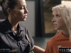 Lesbian Officer Abigail Mac Dominates Handcuffed Kenzie Reeves with Pussy Licking and Scissoring