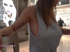 Sydney In The Mall - Big-Breasted MILF Public Flashing