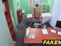 Czech blonde gets a wet pussy rubdown from dirty doctor in fake hospital
