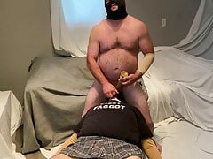 Fag cocksucker earning another load from his straight alpha