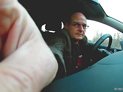 German daddy wanking in car