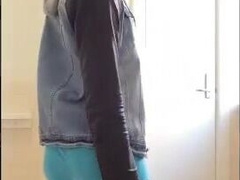 Youngster shoots a load rigid while draining off in school dormitory bedroom