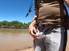 Man uses vibrator inside a Condom