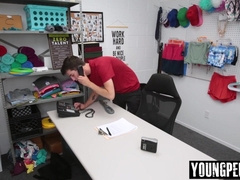 Security guard catches youthful perp and bangs his cock-squeezing butt-hole