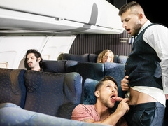 Midflight hard sex with a horny male flight attendant