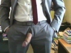 He shows us his new suits and he like to jerk off