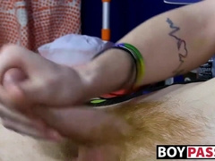 Guy with red hair gets interviewed before a solo session