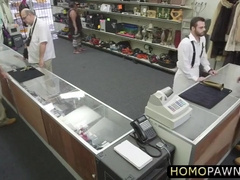 Hairy Desperate Dude Is Selling His Stuff And Gets Anal Fucked In The Shop