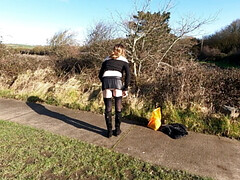 Crossdresser in 8 inch pleated skirt, continued..