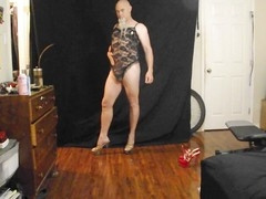 Black daddies with monster cocks in lingerie share handjob